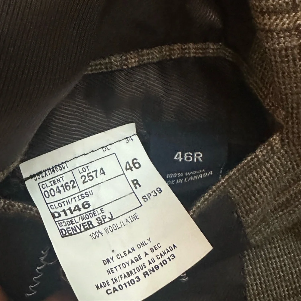 Daniel Cremieux & Loro Piana brown and light gray windowpane vintage suit jacket